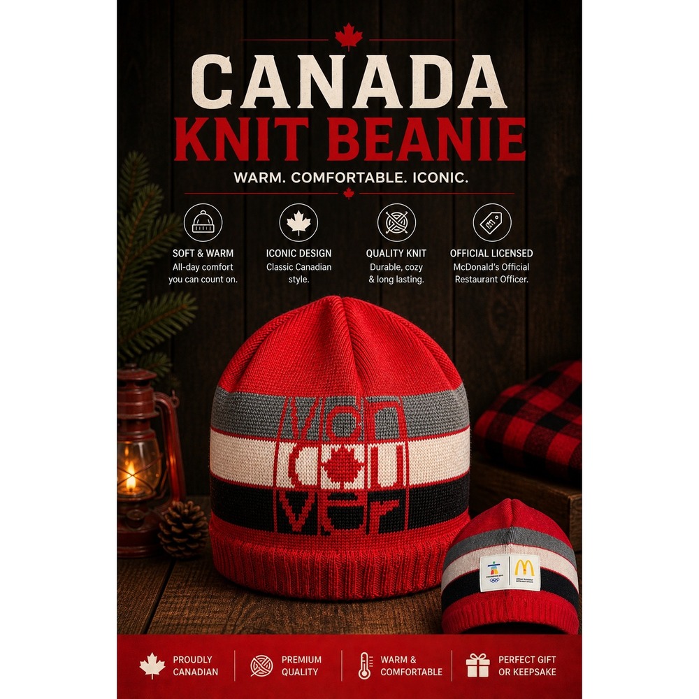 Vancouver 2010 Olympic Beanie McDonald's Official Licensed Canada Made Knit Hat